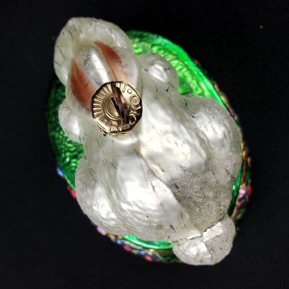 Vintage Radko Springtime Jubilee Easter Basket Bunny Rabbit Glass Ornament - Picture 9 of 13